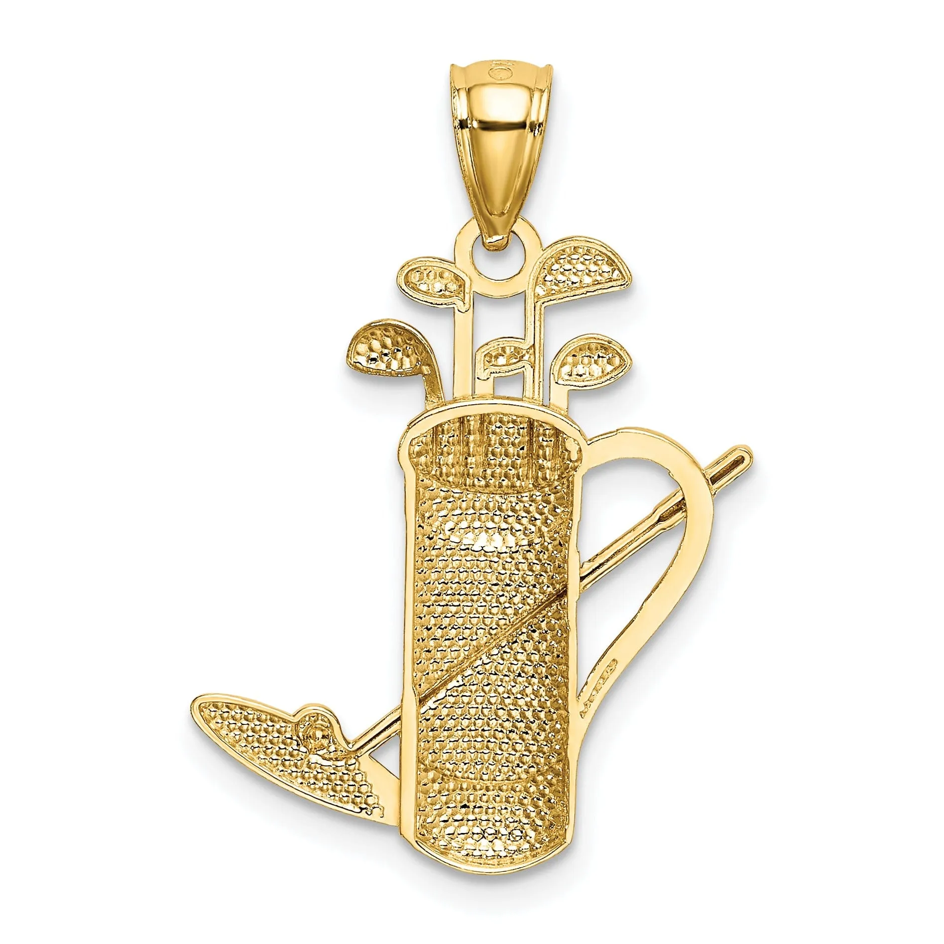 14k Two Tone Gold Polished Golf Bag Pendant