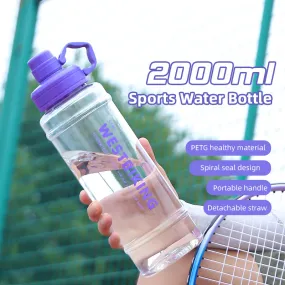 2 Liter Transparent Sport Water Bottle Portable MTB Road Bike Bottle Cycling Running Gym Fitness 2L Straw Bottle