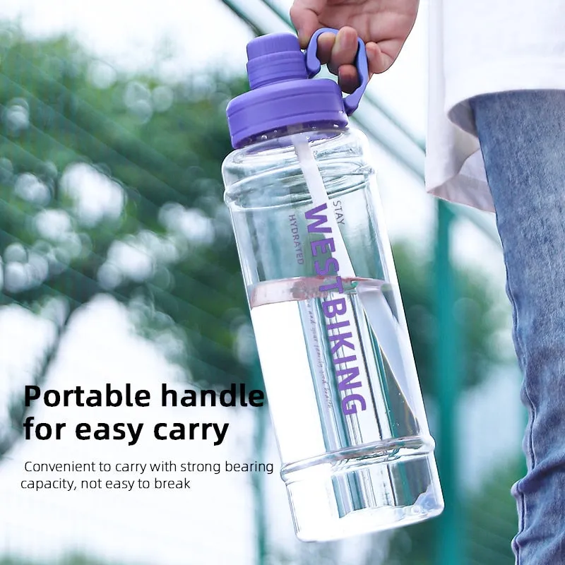 2 Liter Transparent Sport Water Bottle Portable MTB Road Bike Bottle Cycling Running Gym Fitness 2L Straw Bottle