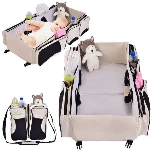 3 in 1 Portable Infant Bassinet Diaper Bag Beige