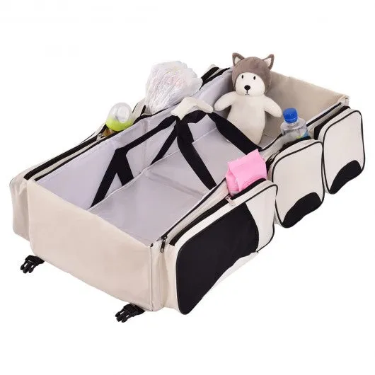 3 in 1 Portable Infant Bassinet Diaper Bag Beige