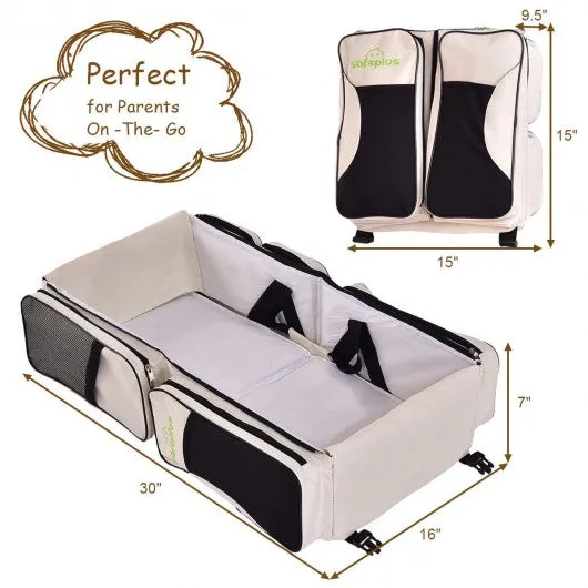 3 in 1 Portable Infant Bassinet Diaper Bag Beige