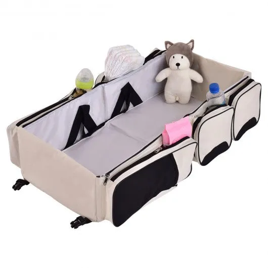 3 in 1 Portable Infant Bassinet Diaper Bag Beige