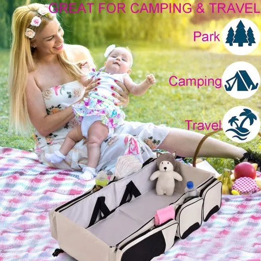 3 in 1 Portable Infant Bassinet Diaper Bag Beige