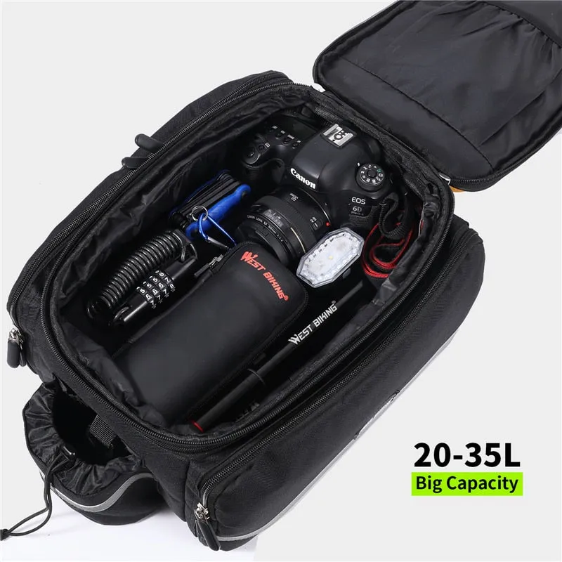 3 In 1 Waterproof Bicycle Trunk Bag MTB Road Bike Bag Large Capacity Travel Luggage Carrier Rear Seat Rack Panniers