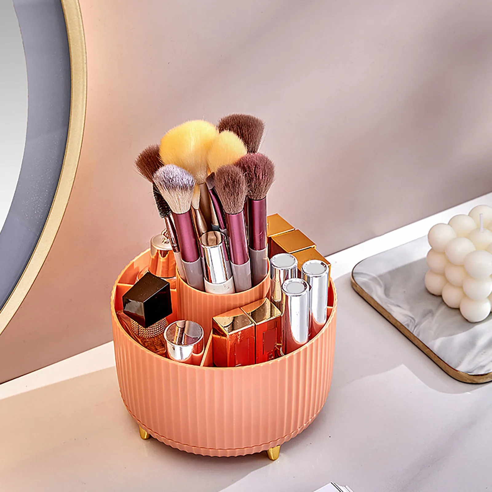 360° Rotating Makeup Brush Organizer