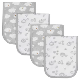 4-Pack Baby Neutral Sheep Interlock/Terry Burp Cloths