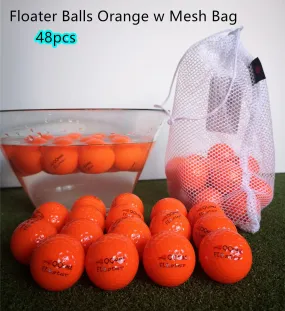 48pcs A99 Golf Floater Balls Floating Float Water Range Pool Pond Balls Water Fun Orange w Mesh Carry Bag