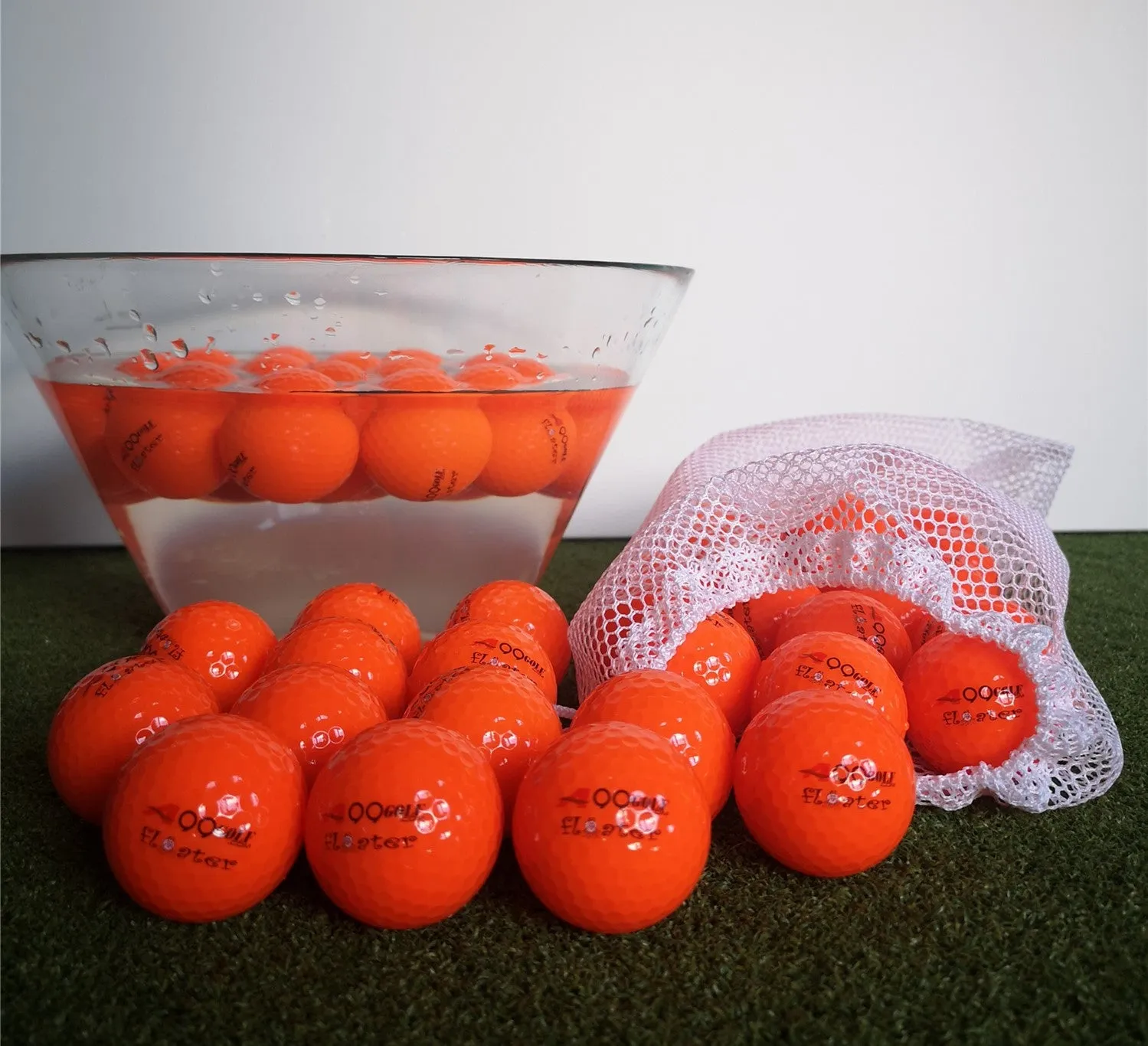 48pcs A99 Golf Floater Balls Floating Float Water Range Pool Pond Balls Water Fun Orange w Mesh Carry Bag