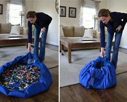 59 inches Extra Large Portable Playing Mat Toy Storage Bag - Blue