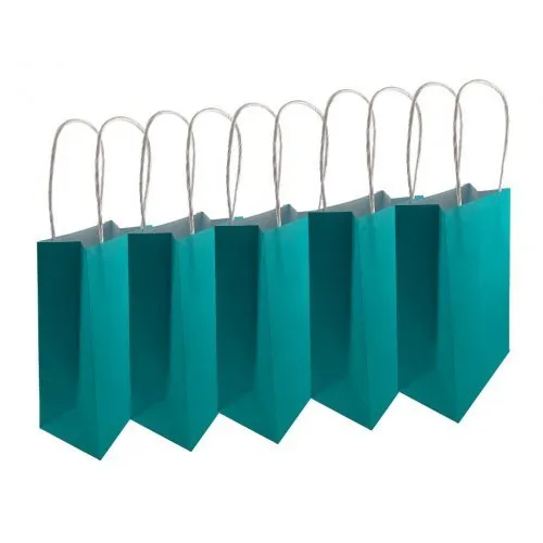 5pk Teal Paper Party Gift Bags