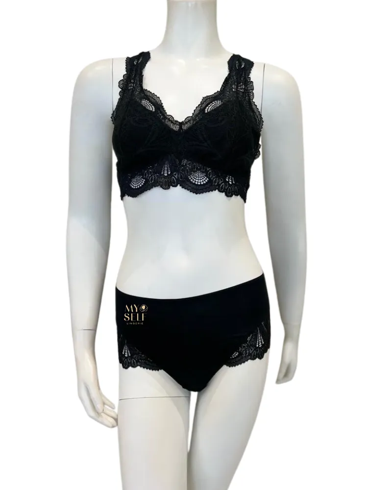 612   606 Black Belle Opoque Bralette & Panty Set