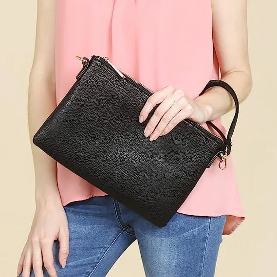 8623 Ellen Three Compartment Wristlet Fashion Clutch/Crossbody