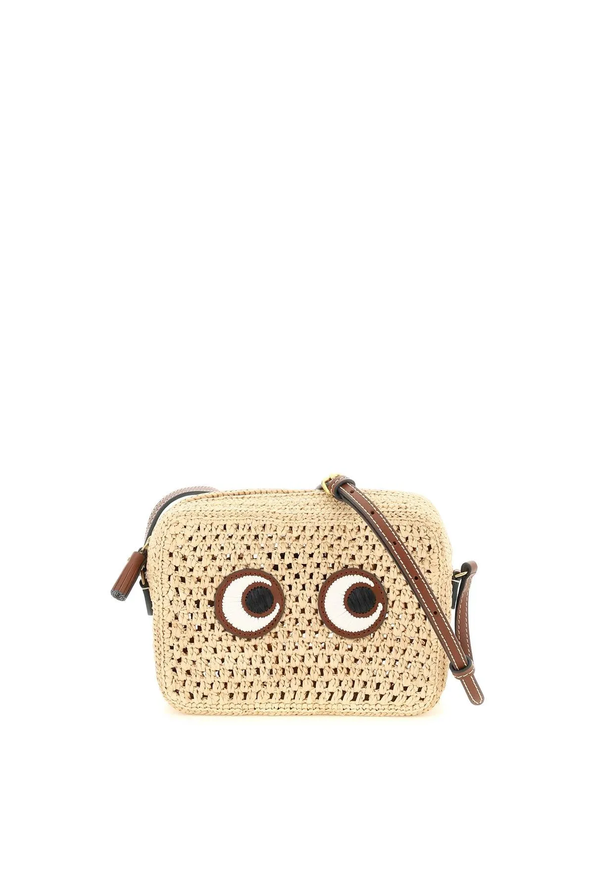 Anya hindmarch raffia eyes crossbody bag