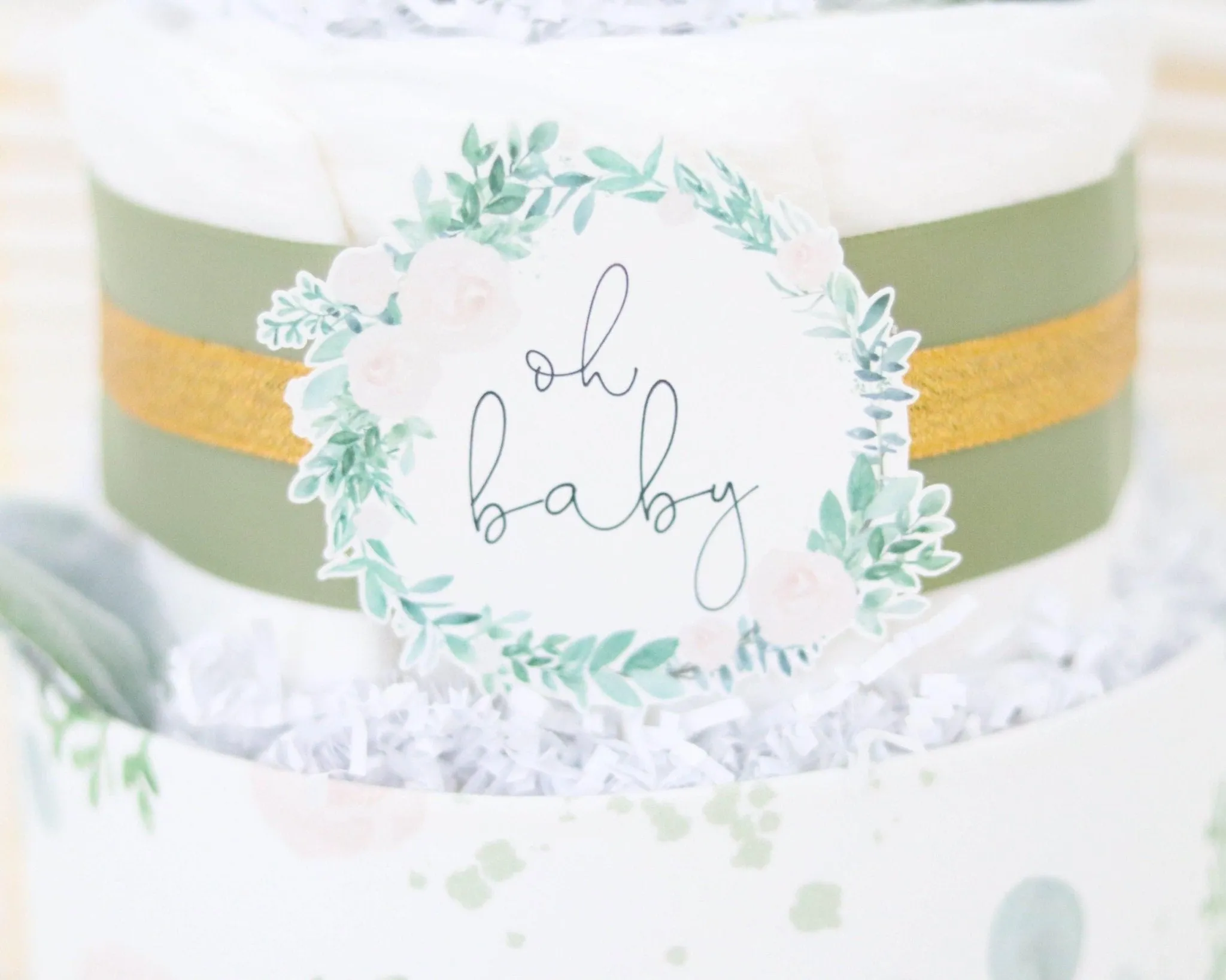 Baby Blossom Company Floral Greenery Diaper Cake