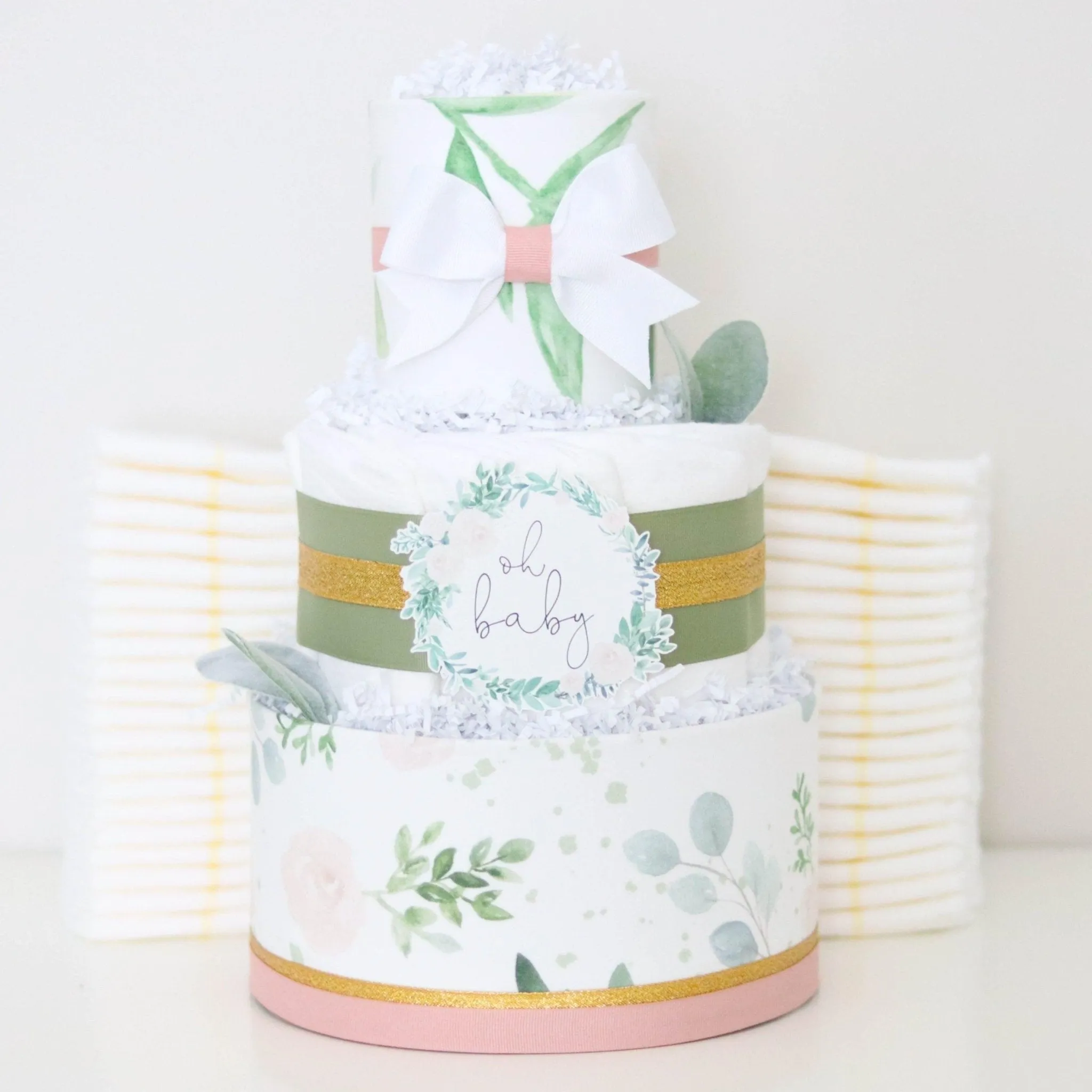 Baby Blossom Company Floral Greenery Diaper Cake