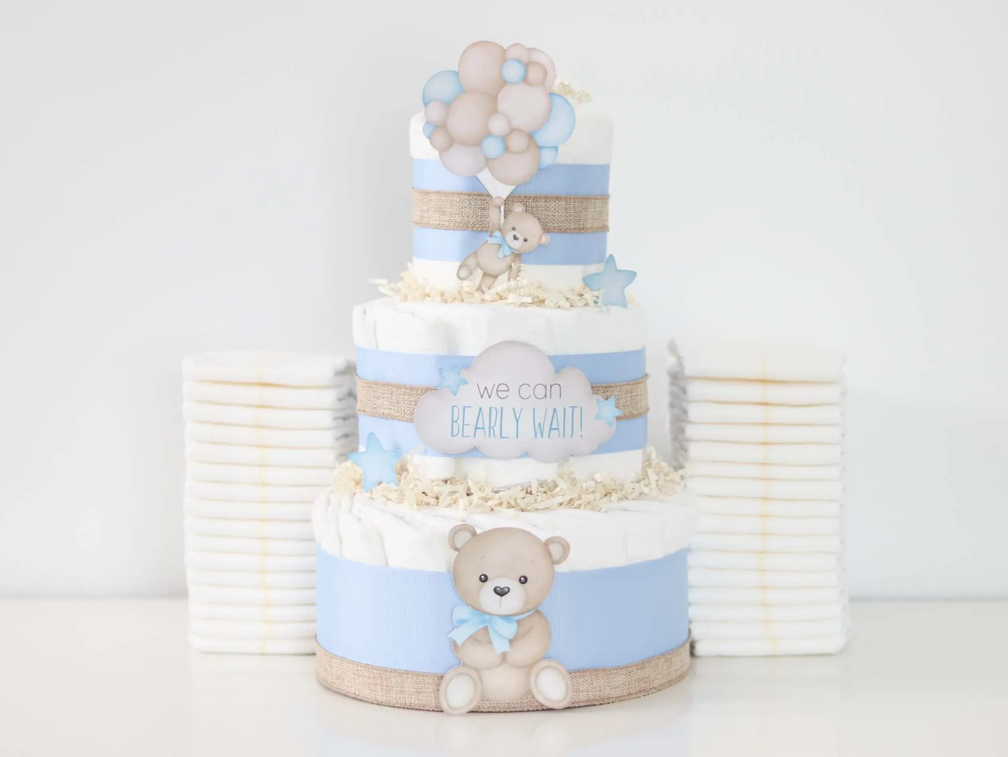 Baby Blossom Company Teddy Bear Diaper Cake Collection - Blue