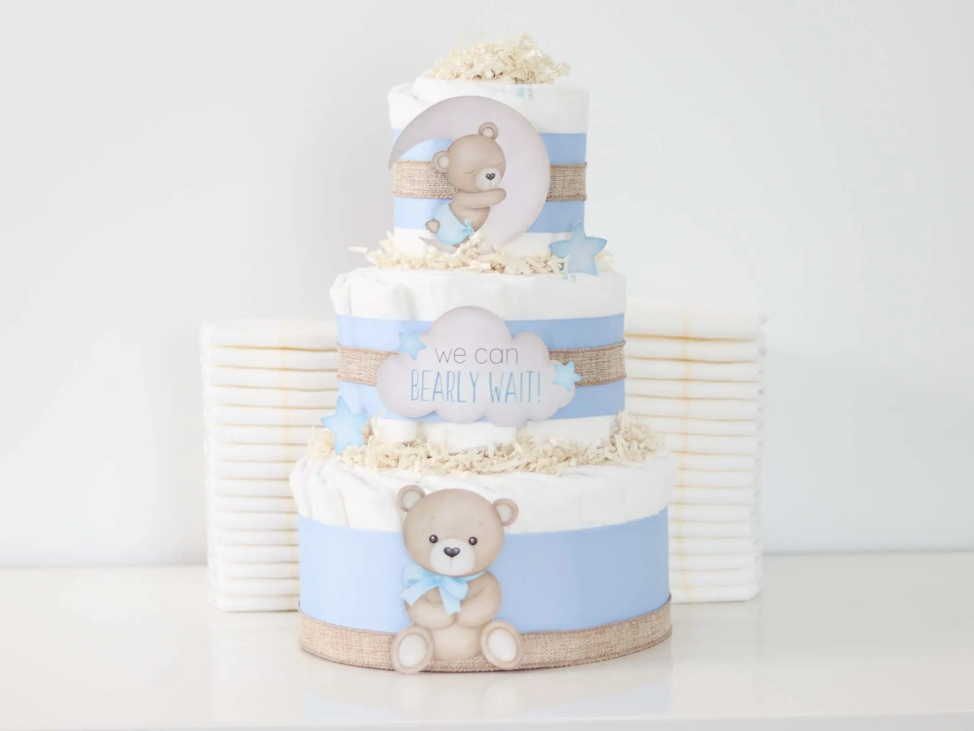 Baby Blossom Company Teddy Bear Diaper Cake Collection - Blue