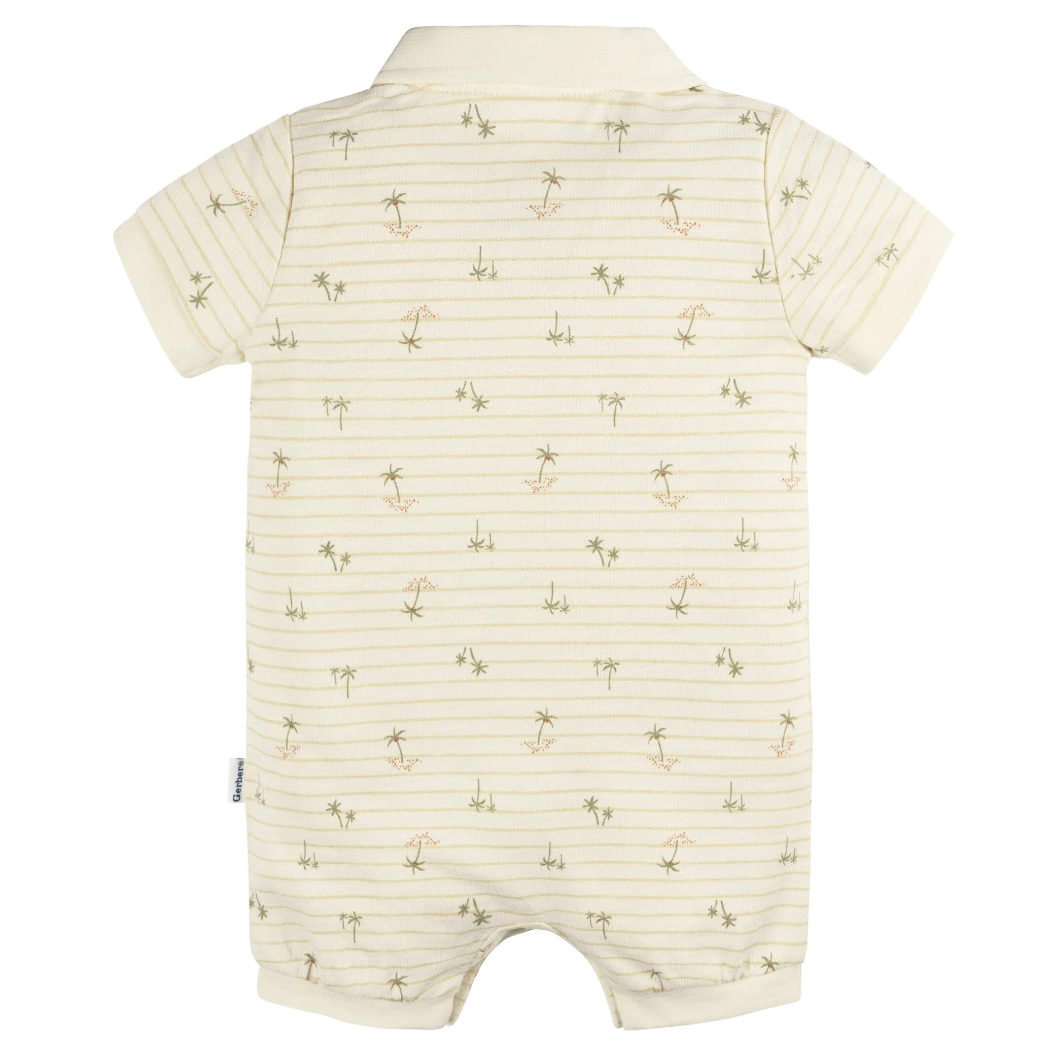 Baby Boys Palm Tree Stripe Collared Romper