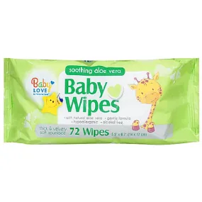 Baby Love Baby Wipes with Soothing Aloe Vera 72 Pack