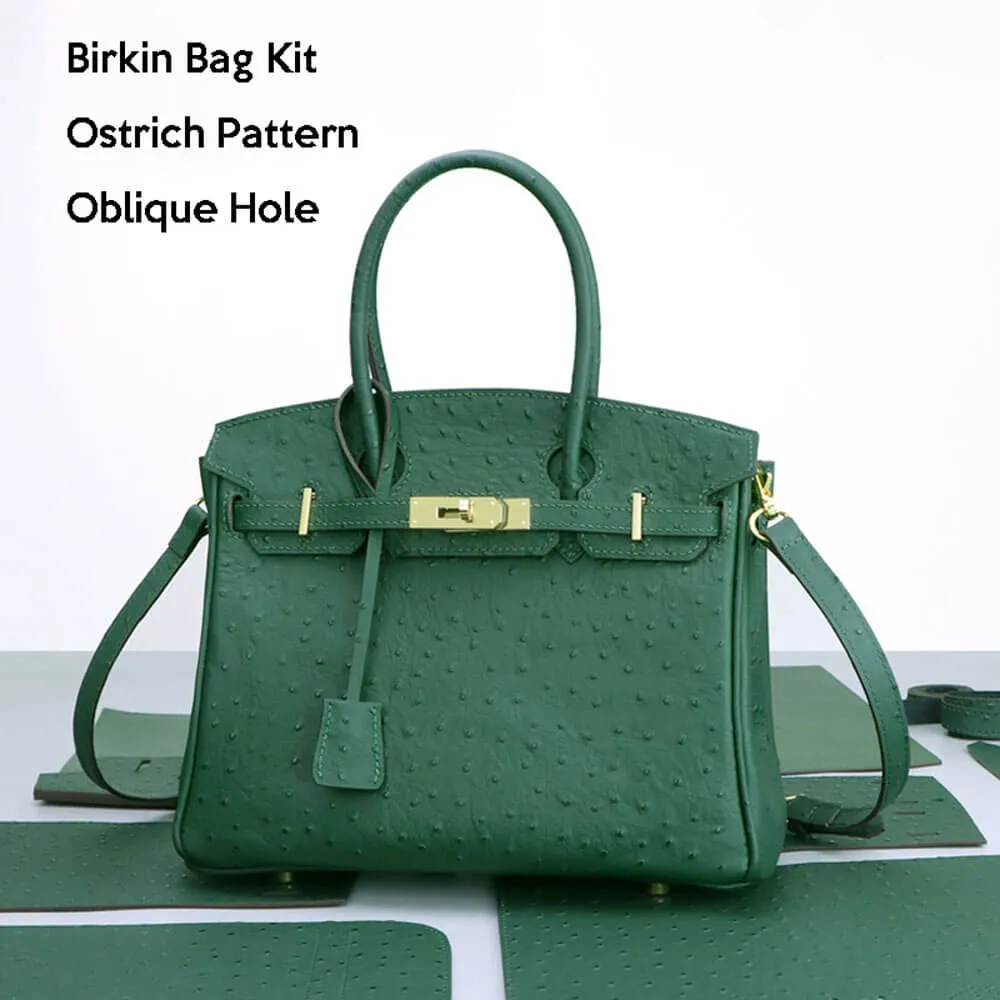 BABYLON™ Birkin Bag Oblique Hole Ostrich Pattern Leather DIY Kit