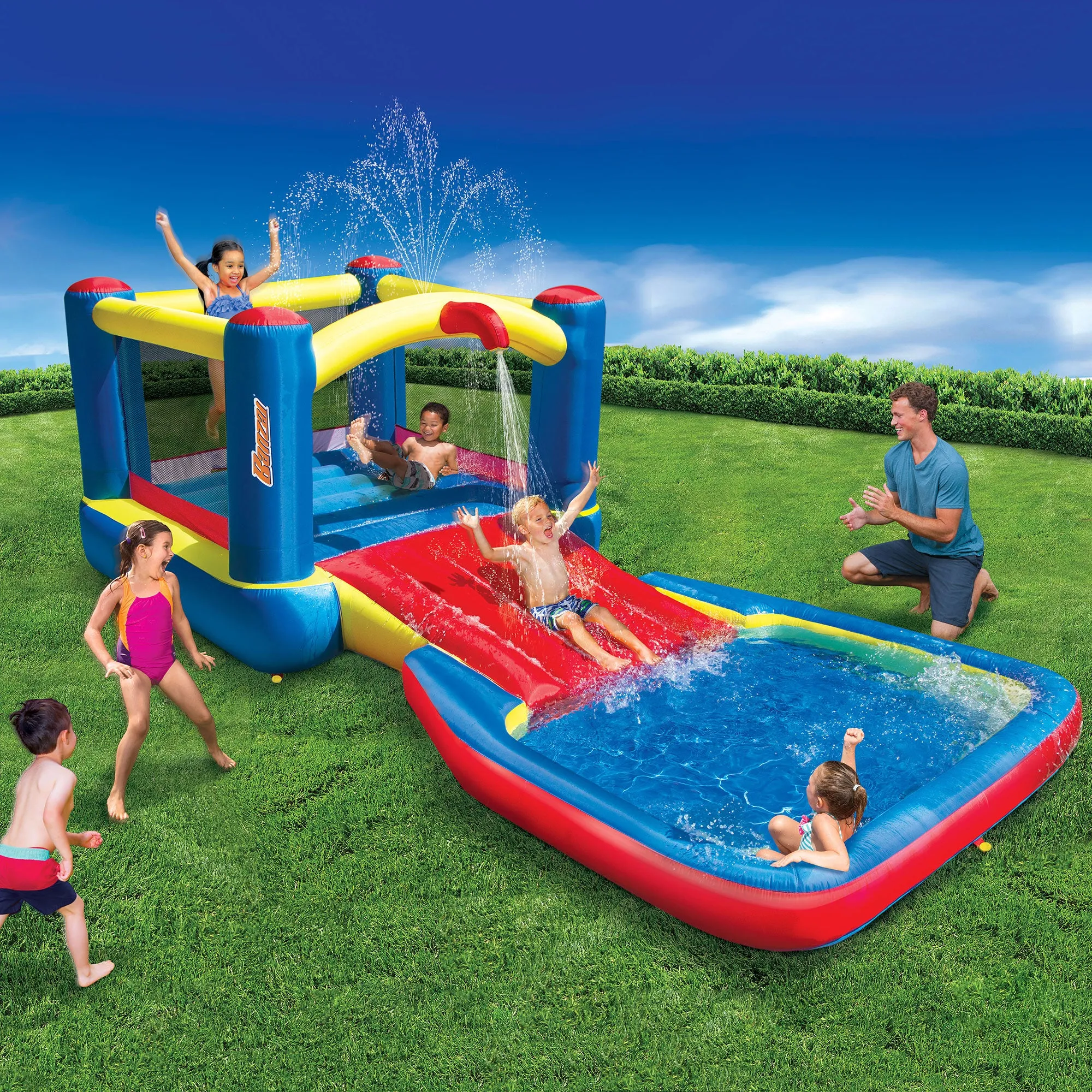 Banzai Bounce N Splash Water Park Aquatic Play Center w/ Slide (Open Box)