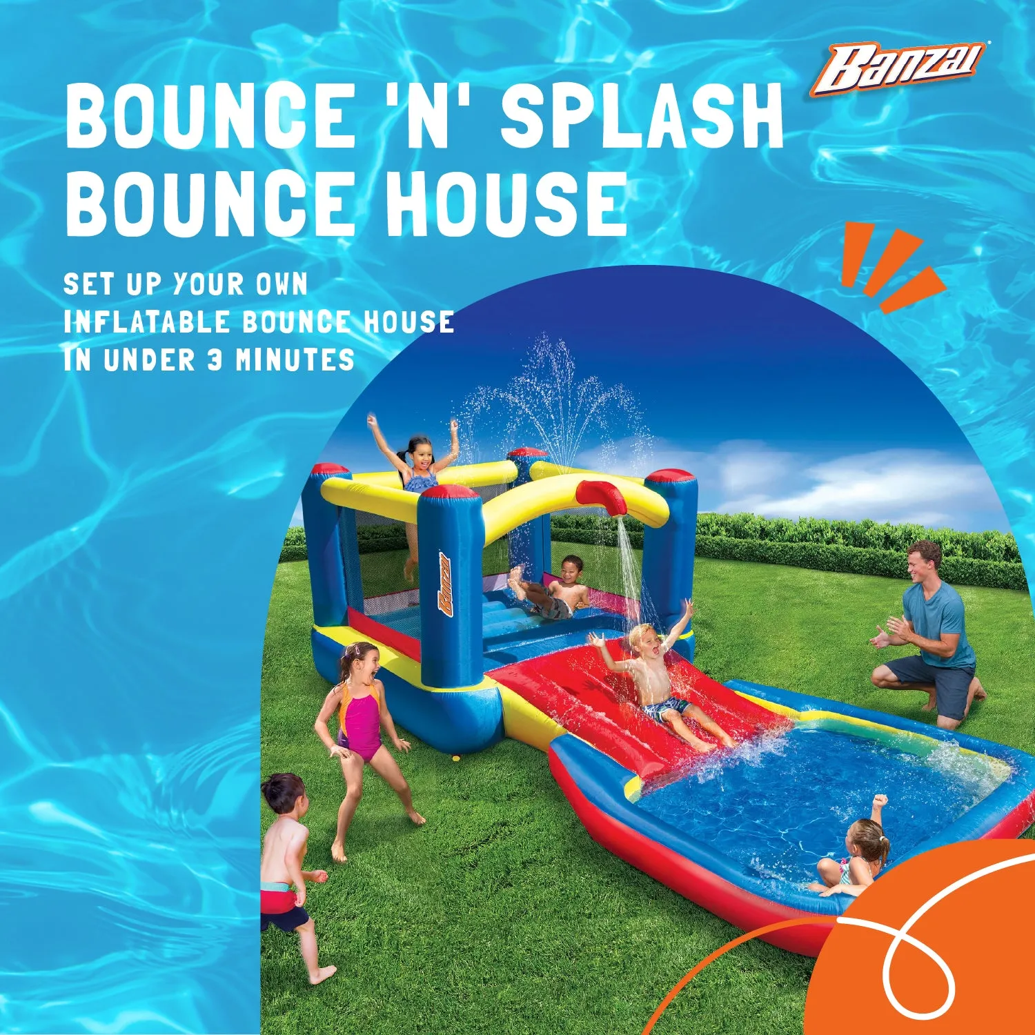 Banzai Bounce N Splash Water Park Aquatic Play Center w/ Slide (Open Box)