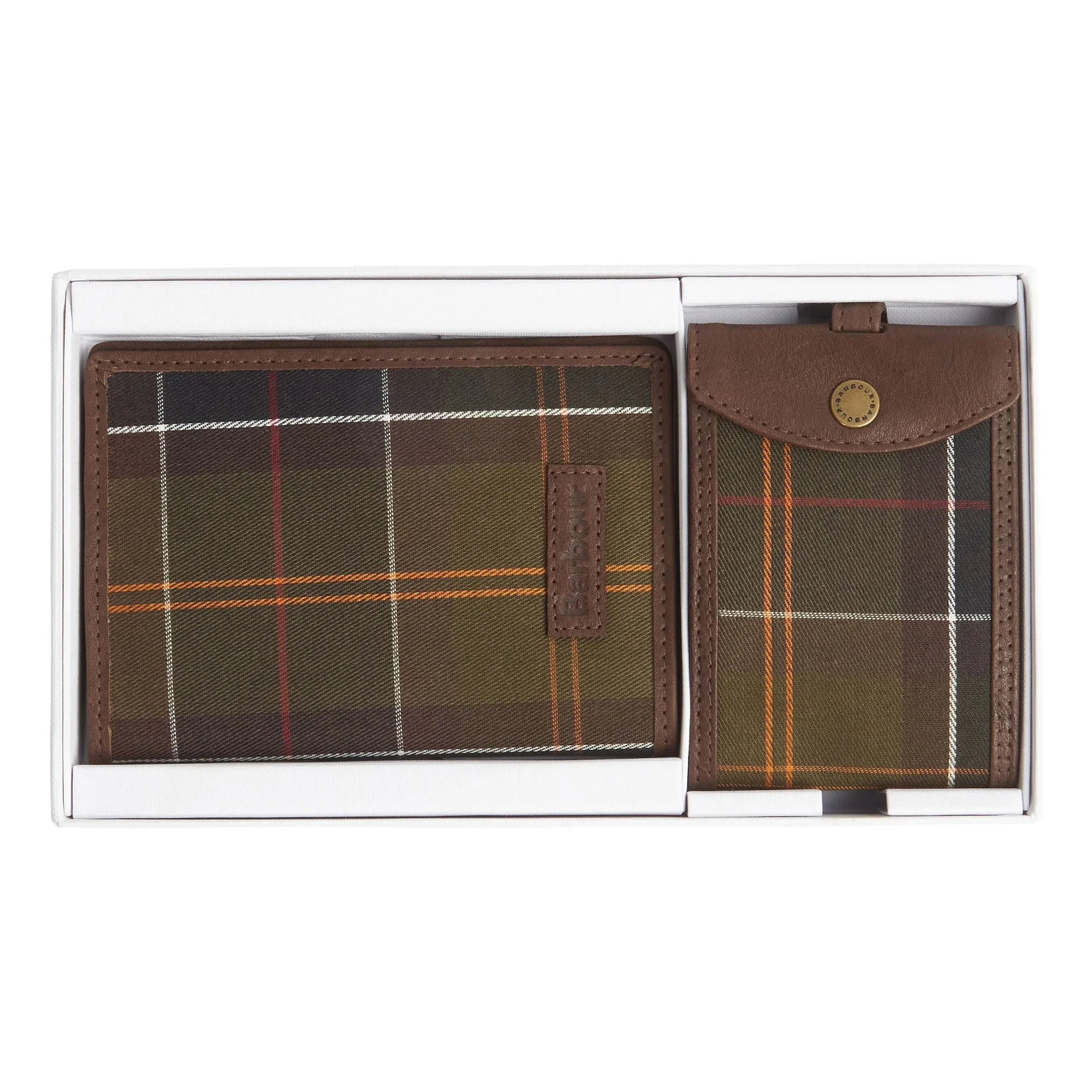 Barbour Mens Leather & Tartan Travel Gift Set