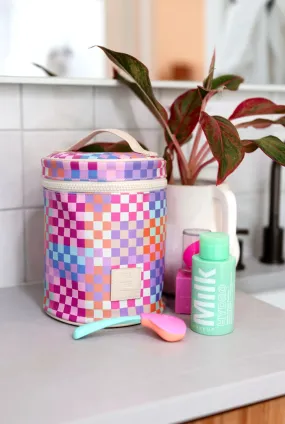 Barrel Organizer Toiletry Bag - All the Things - Checkered