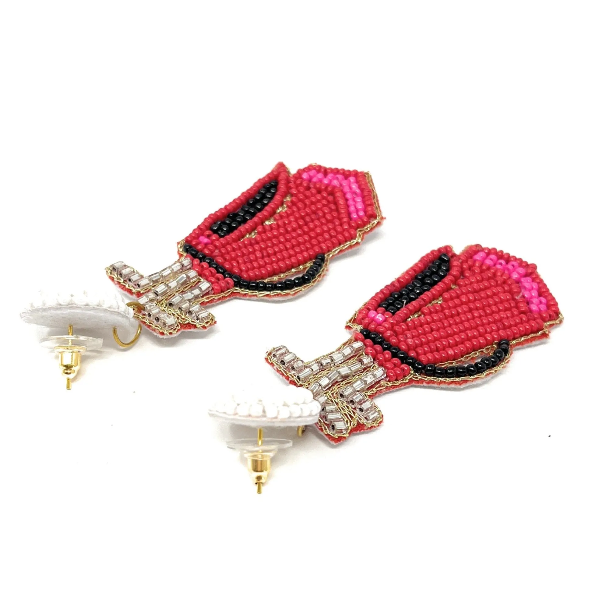 Beaded Red Golf Bag Earrings