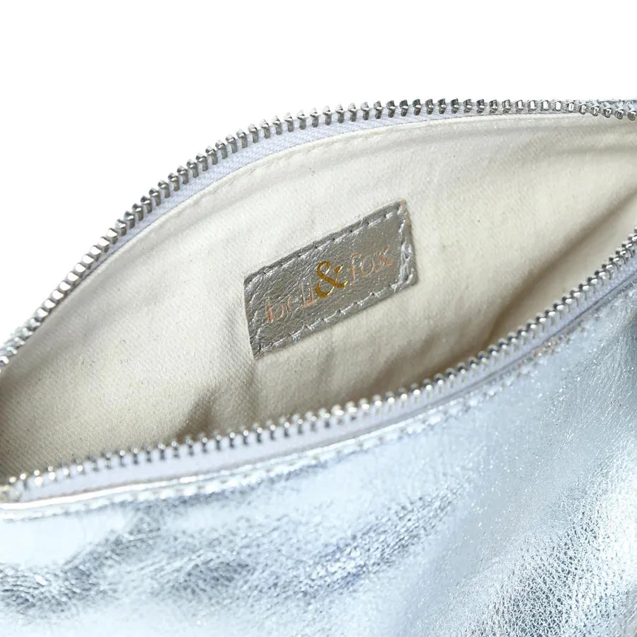 Bell & Fox Indira Bow Detial Clutch/Crossbody Bag in Silver