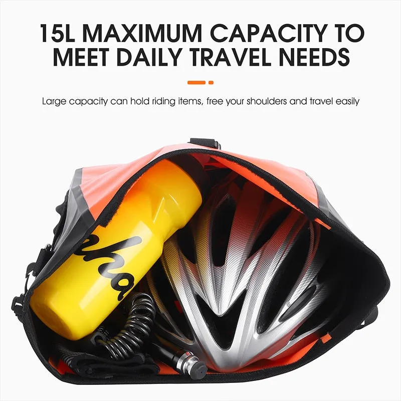 Bicycle Rear Side Bag Fully Waterproof PVC Pannier Expandable 12-15L Bike Carrier Bag Quick Release MTB Shoulder Bag