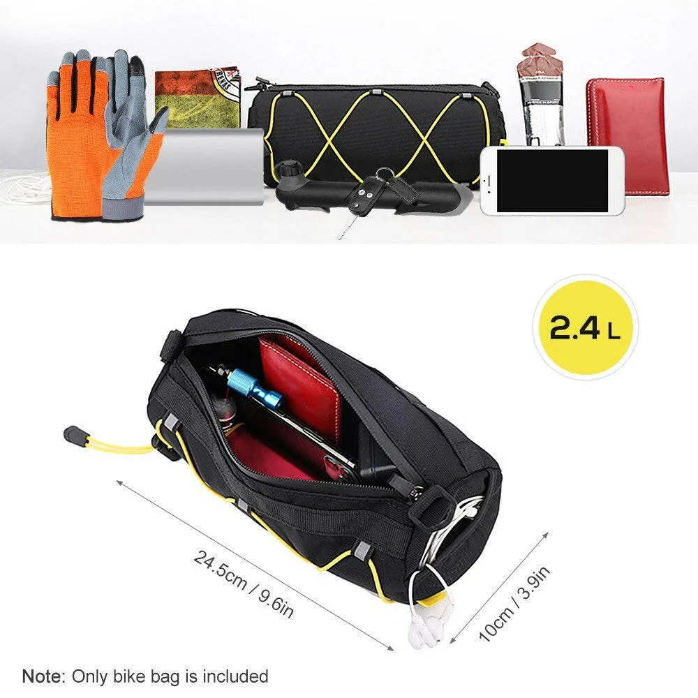 Bike Handlebar Bag Cycling Front Cylinder Storage Bag Bicycle Mobile Phone Holder Front Frame Top Tube Pouch Shoulder Bag Elastic Band