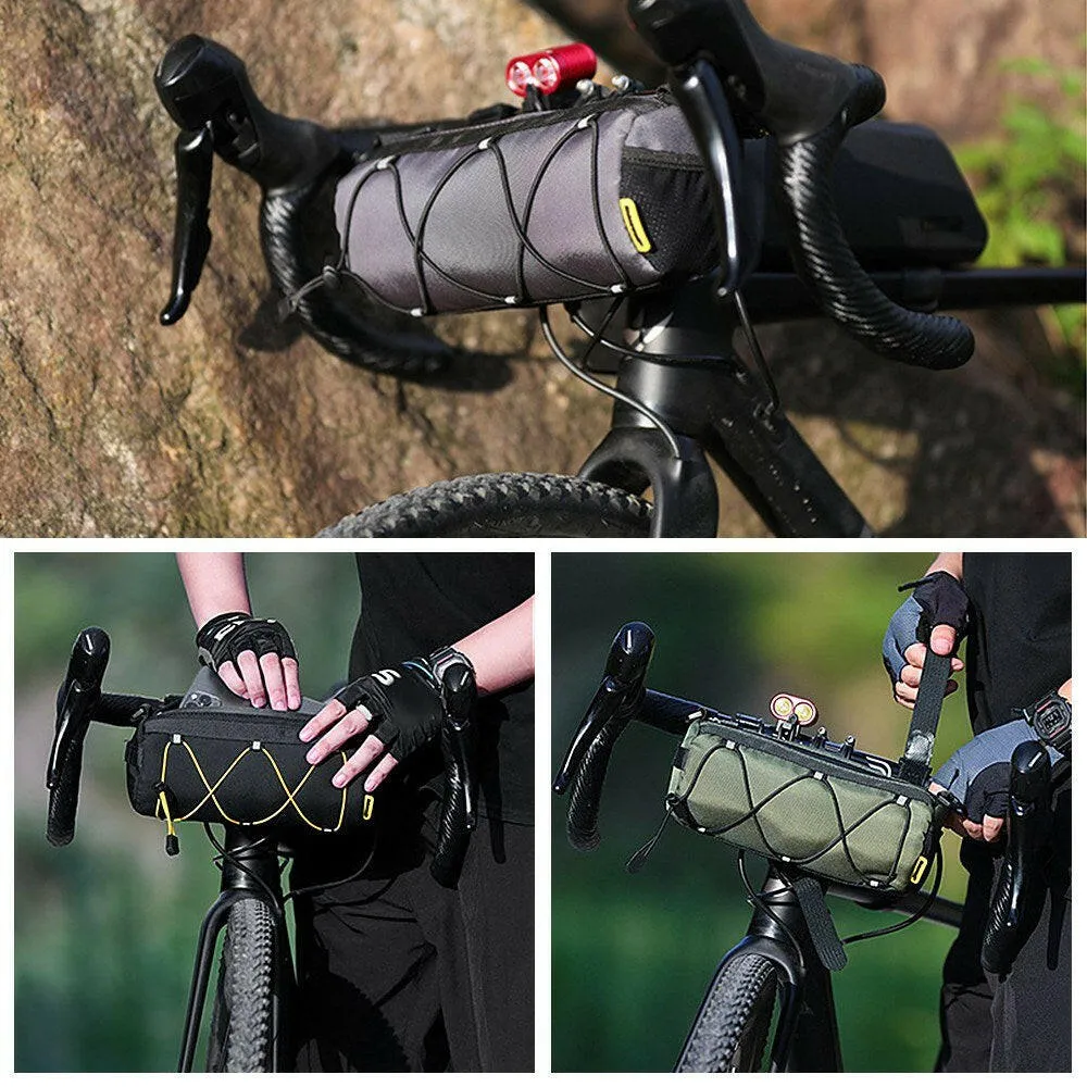 Bike Handlebar Bag Cycling Front Cylinder Storage Bag Bicycle Mobile Phone Holder Front Frame Top Tube Pouch Shoulder Bag Elastic Band