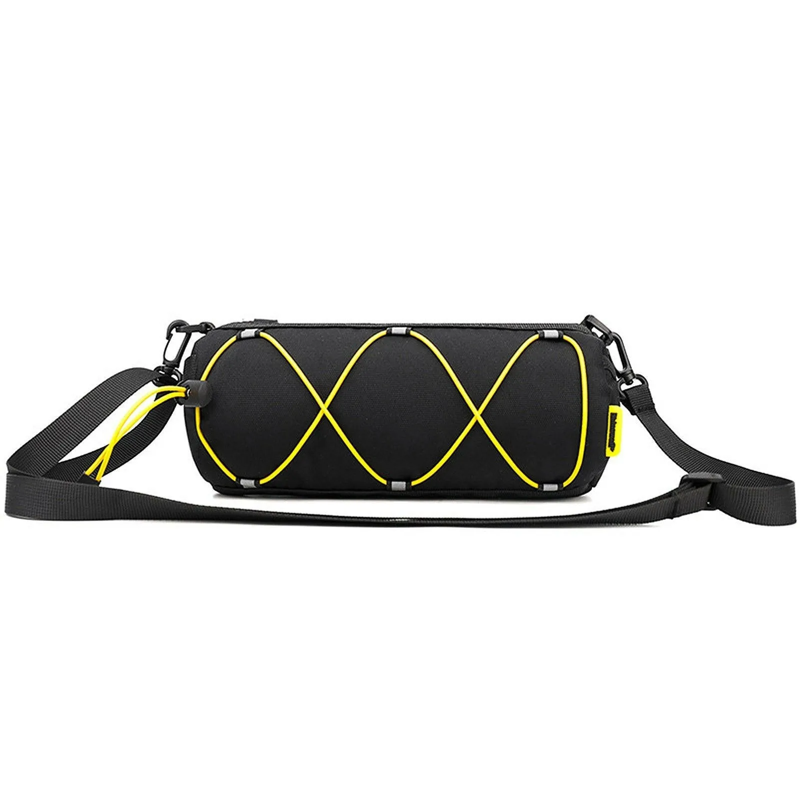 Bike Handlebar Bag Cycling Front Cylinder Storage Bag Bicycle Mobile Phone Holder Front Frame Top Tube Pouch Shoulder Bag Elastic Band