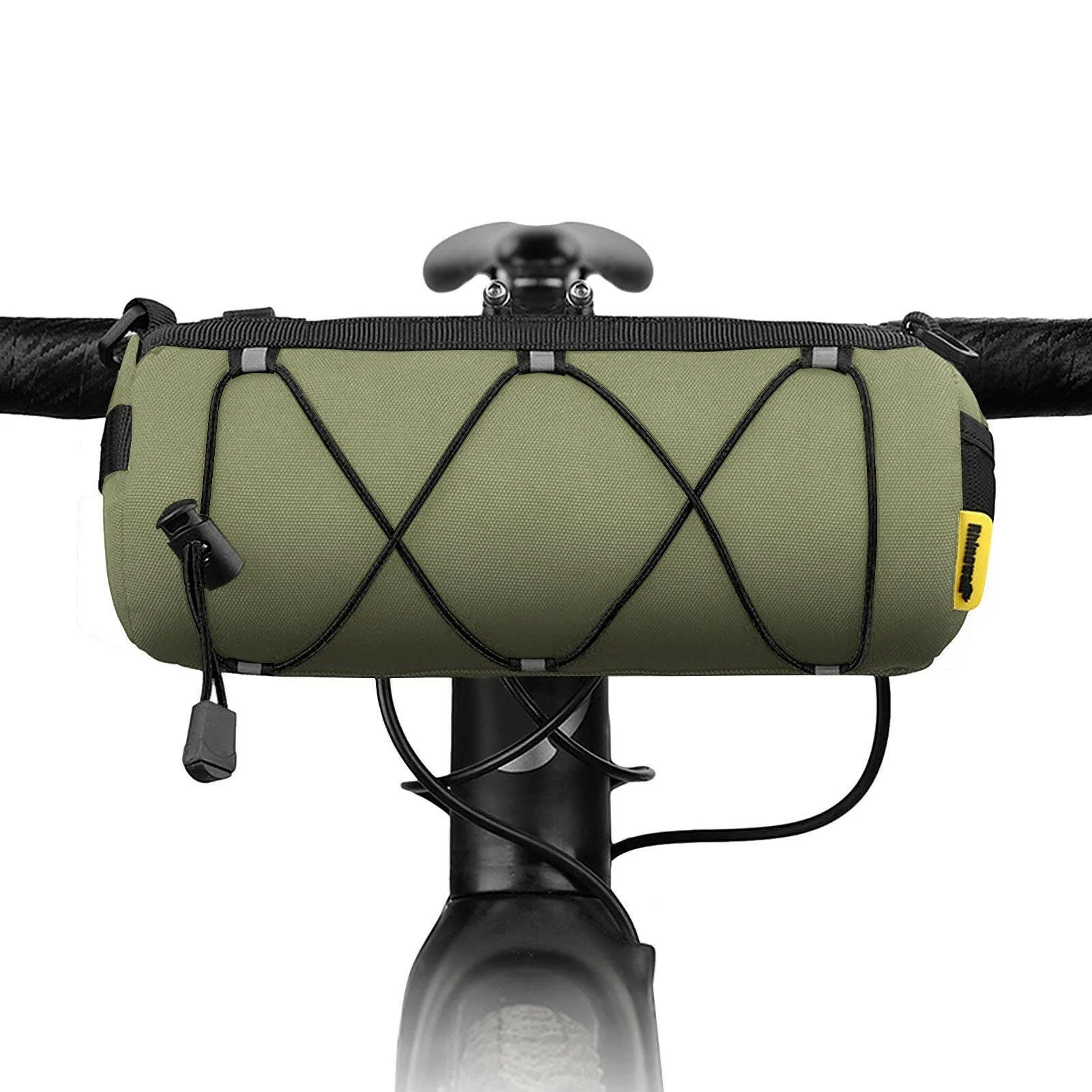 Bike Handlebar Bag Cycling Front Cylinder Storage Bag Bicycle Mobile Phone Holder Front Frame Top Tube Pouch Shoulder Bag Elastic Band