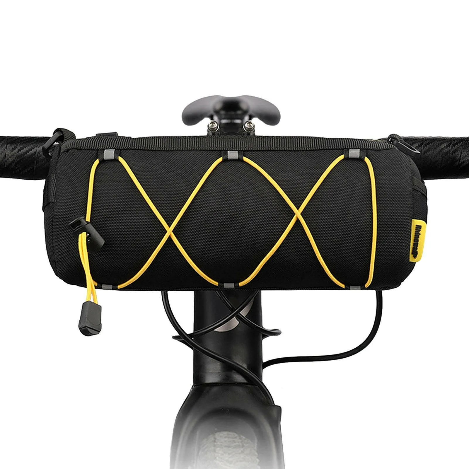 Bike Handlebar Bag Cycling Front Cylinder Storage Bag Bicycle Mobile Phone Holder Front Frame Top Tube Pouch Shoulder Bag Elastic Band