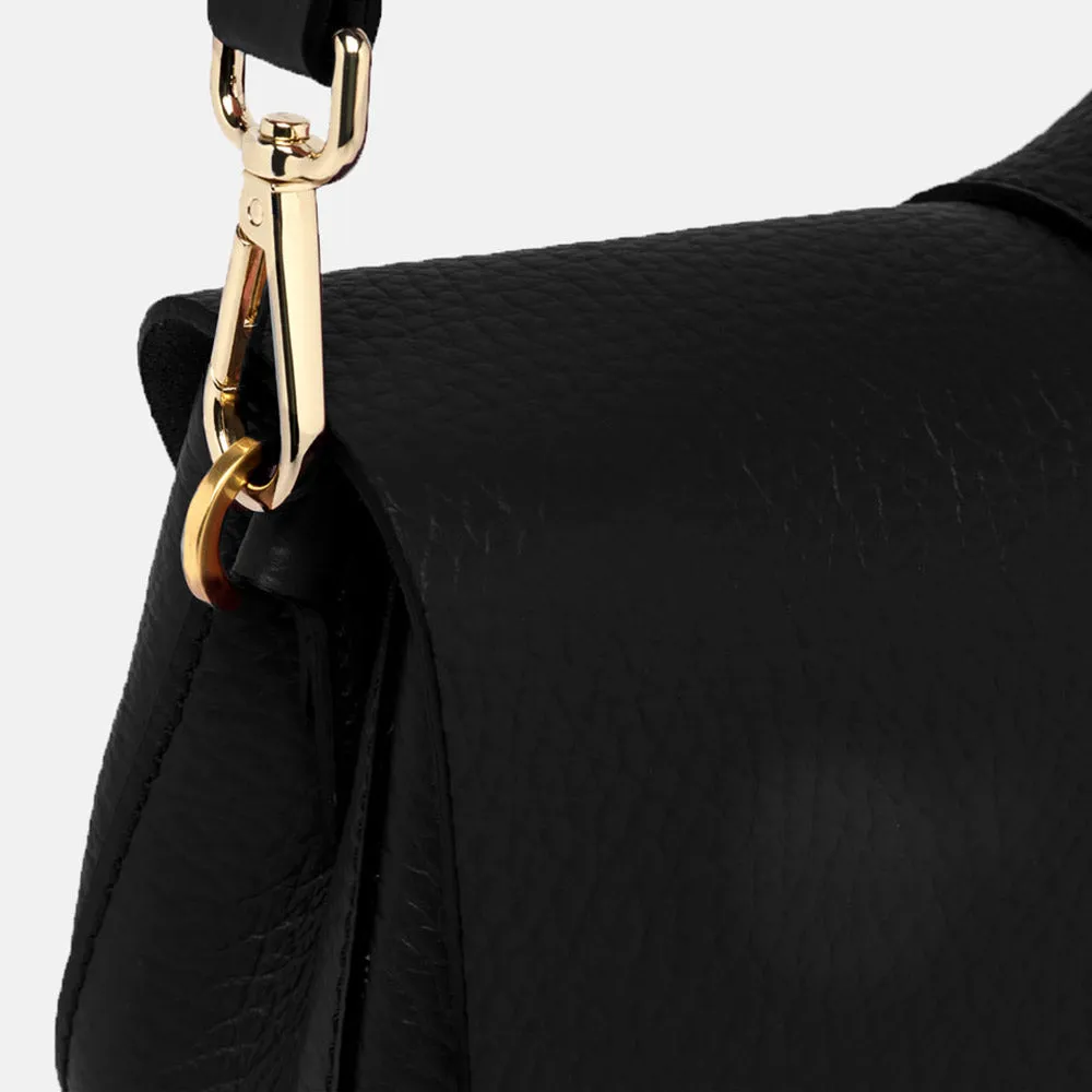 Black Leather Helena Baguette Bag