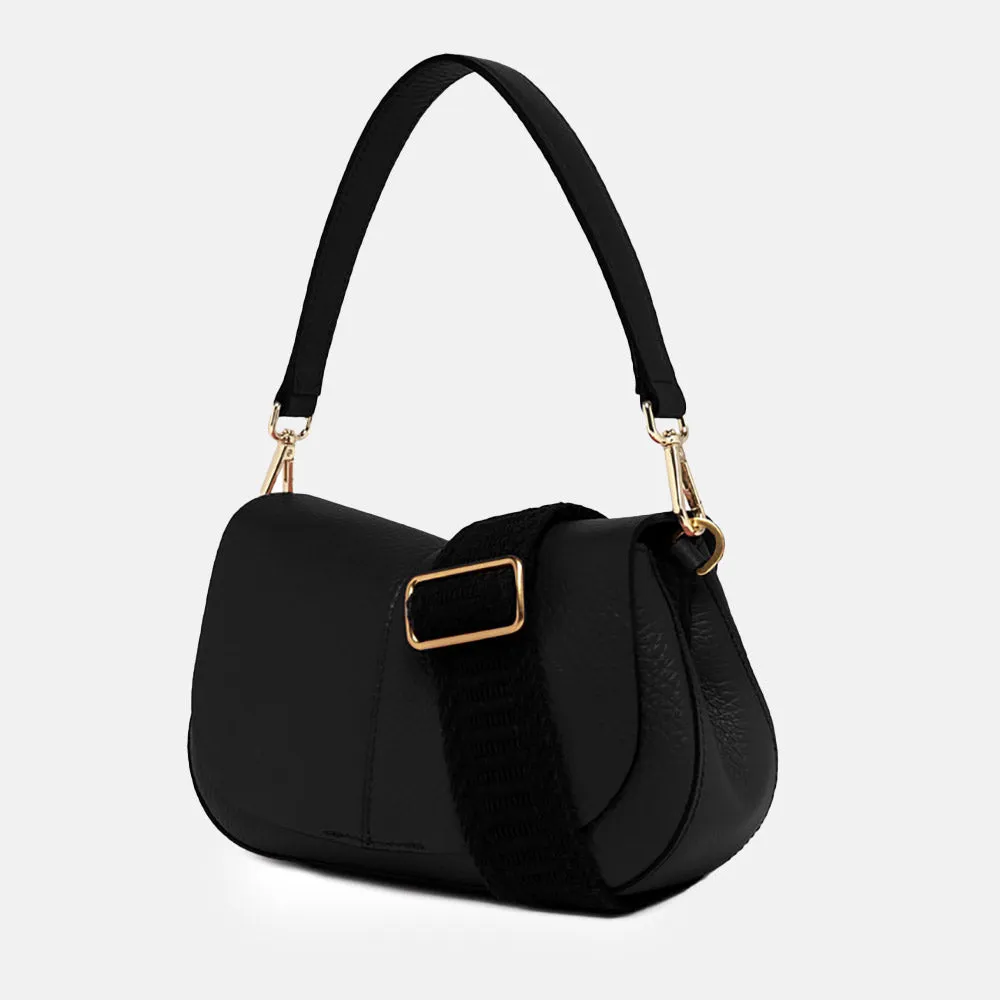 Black Leather Helena Baguette Bag