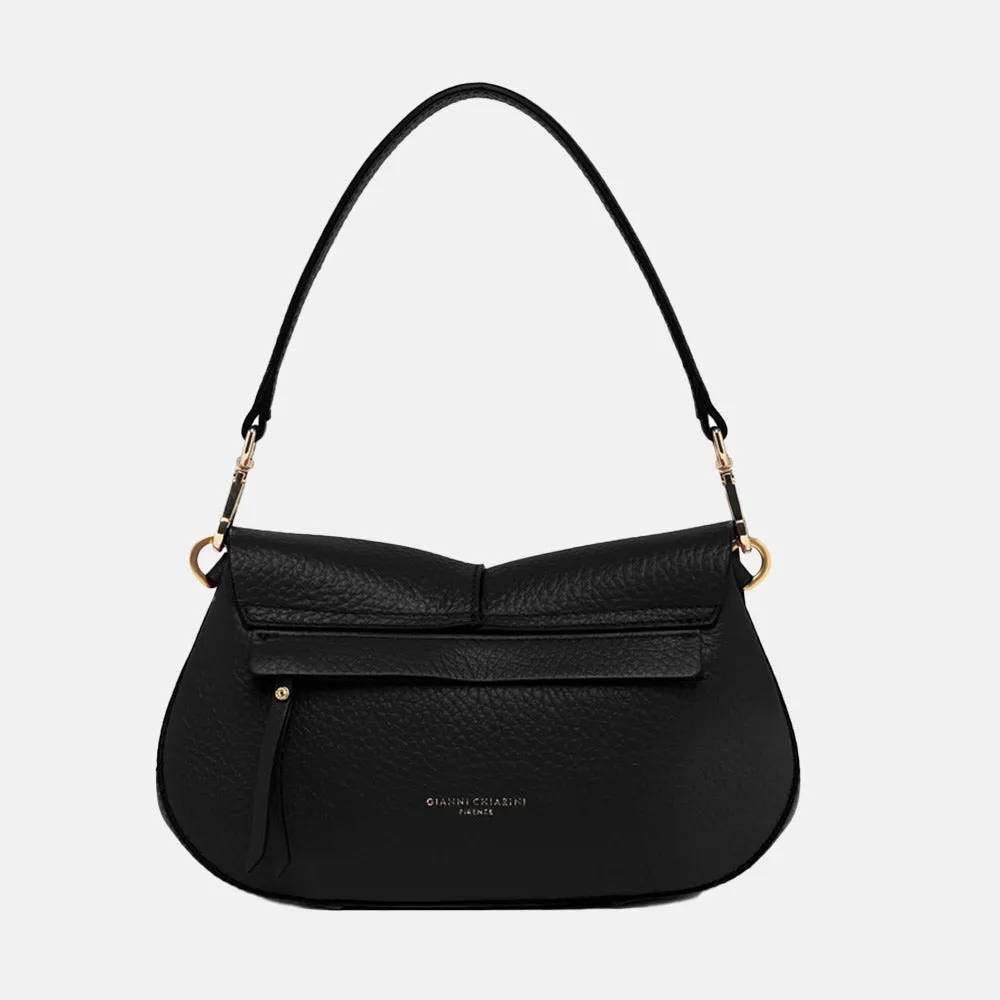 Black Leather Helena Baguette Bag