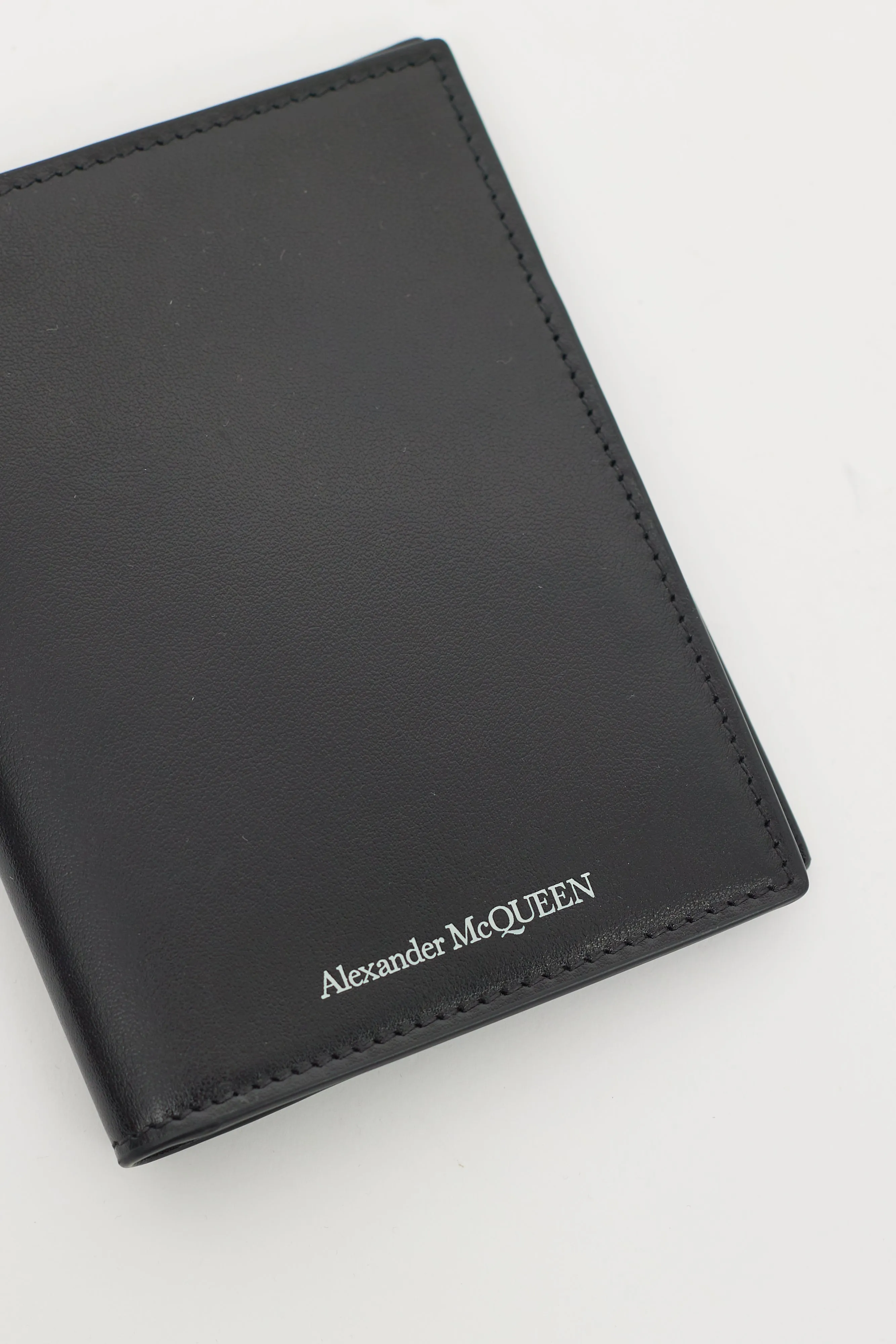 Black Leather Logo Passport Holder