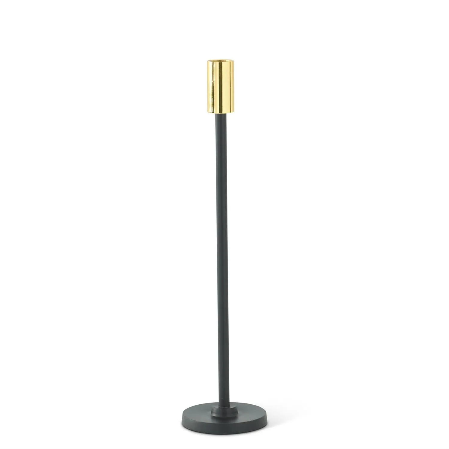 Black Metal Slender Taper Candleholders w/Gold Tops