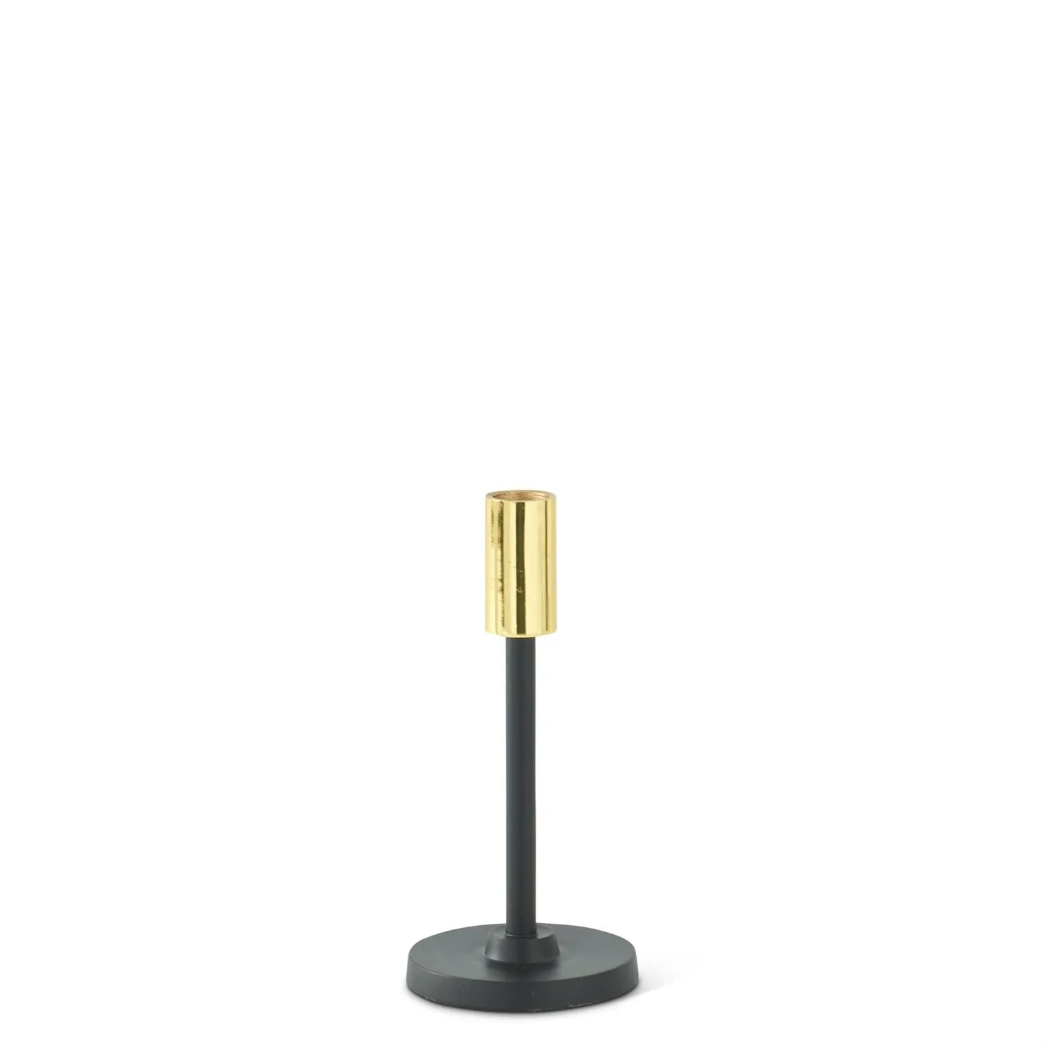 Black Metal Slender Taper Candleholders w/Gold Tops