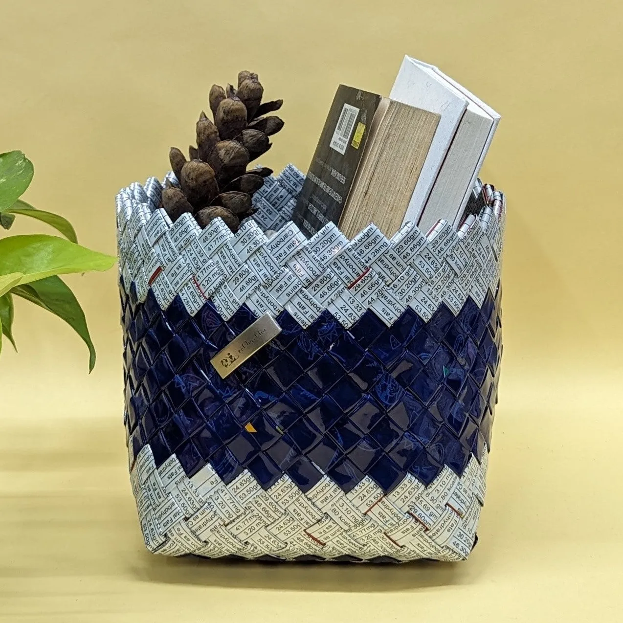 Blue and White Large Basketry Deco Storage (BDSL0924-008) PS_W