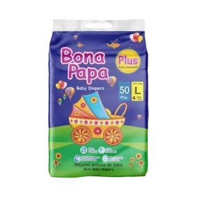 BONA PAPA PLUS BABY DIAPERS LARGE 4 9-14 KG 50PCS