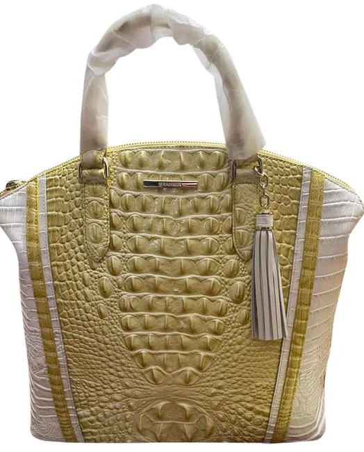 Brahmin Lemonade Honeybee Croco Leather Mini Asher Tote Purse