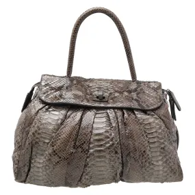 Brown Python Procida Top Handle Bag