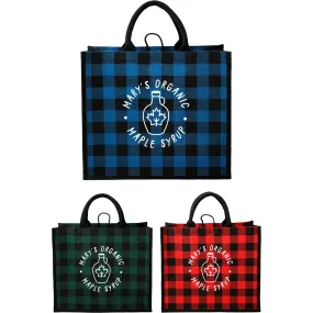 Buffalo Plaid Printed Jute Tote