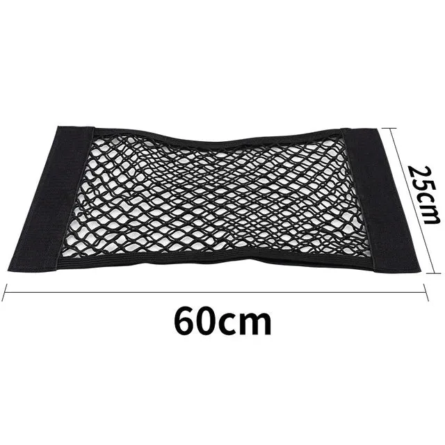 Car Back Rear Mesh Trunk Seat Elastic String Net Magic Sticker Universal Storage Bag