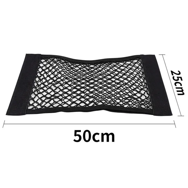 Car Back Rear Mesh Trunk Seat Elastic String Net Magic Sticker Universal Storage Bag